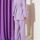 Gathered Sleeve Buttoned 2pc Set - Lavender