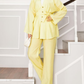 Drop Shoulder Button Kimono 2pc Set - Yellow