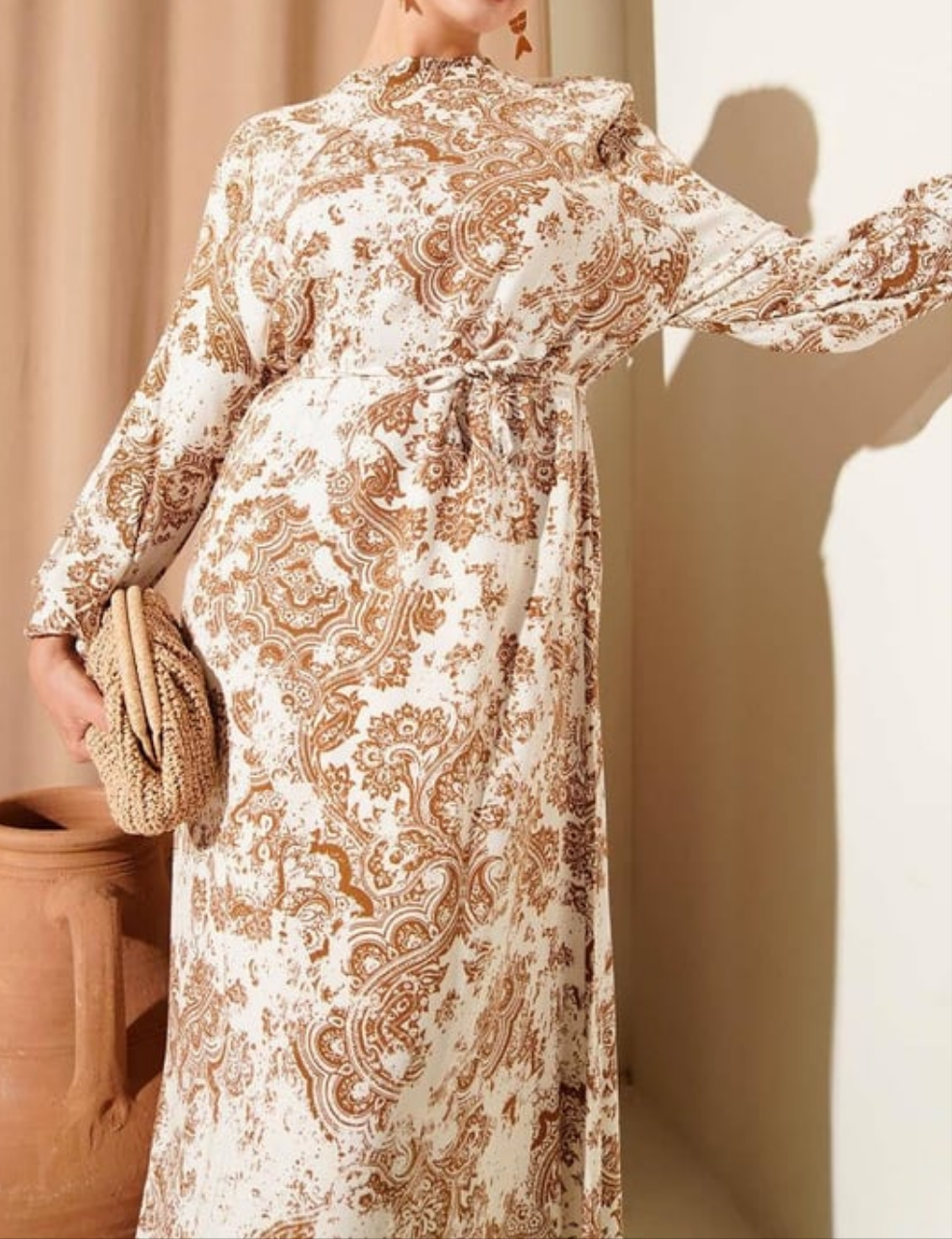 Patterned Brown Dress