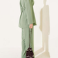 Gathered Sleeve Buttoned 2pc Set - Pistachio