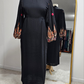Embroidered Lantern Sleeves Black Dress