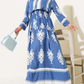 Patterned Button Down Dress - Blue