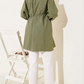 Crystal Button Shirt Tunic - Olive
