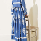 Patterned Button Down Dress - Blue
