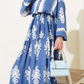 Patterned Button Down Dress - Blue