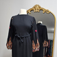 Embroidered Lantern Sleeves Black Dress
