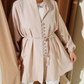 Crystal Button Shirt Tunic - Beige