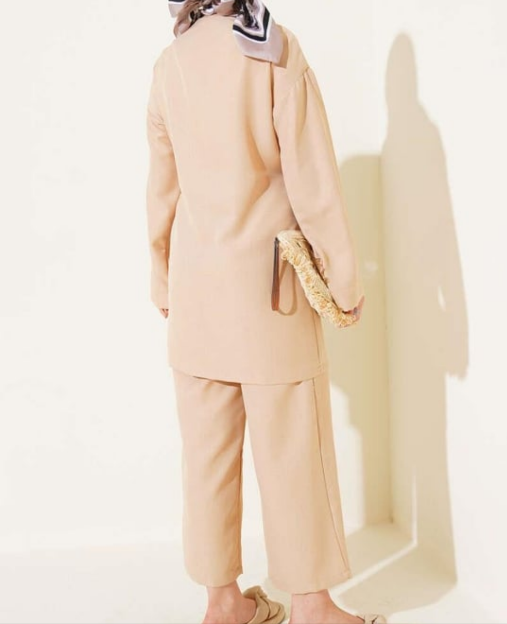 Wrap Side Tie 2pc Set - Beige