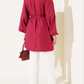 Crystal Button Shirt Tunic - Rich Red
