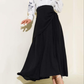 Side Tie Faux Wrap Maxi Skirt - Black