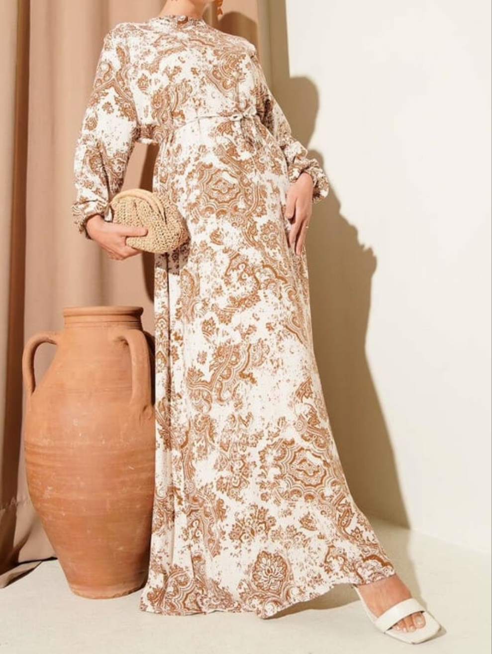 Patterned Brown Dress