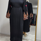 Embroidered Lantern Sleeves Black Dress