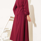 Pleated Buttoned Shirt 2pc Skirt Set - Deep Red