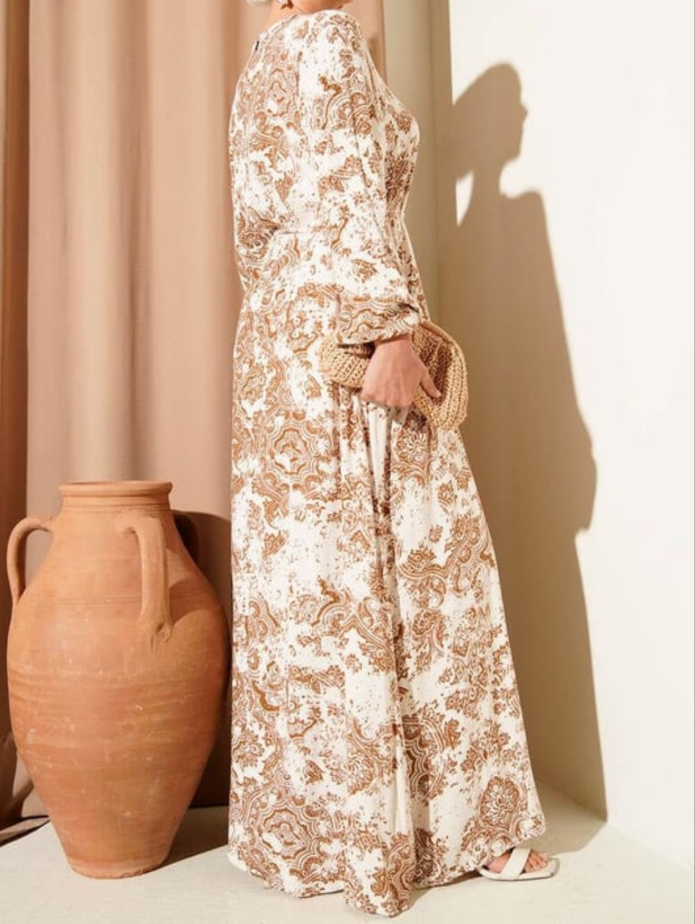 Patterned Brown Dress