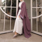Kimono 3PC Embroidered Abaya - Beige