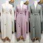 Open Abaya with Pearls - (3 Colors)