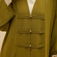 Fancy Elegant Open Abaya - Mustard Green