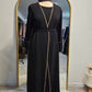 Crinkle Stitched 3 PC Abaya - Black