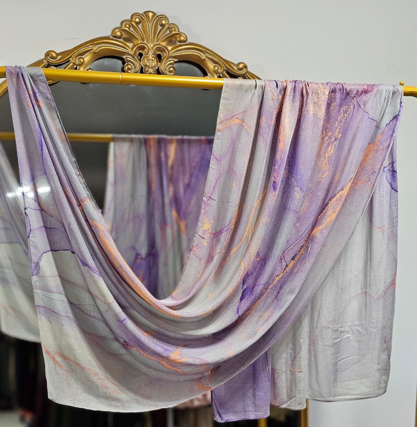 Premium Printed Bamboo Modal Hijab - Lavender Marble