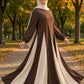 Coloblock Flowy Umbrella Abaya - Rich Brown