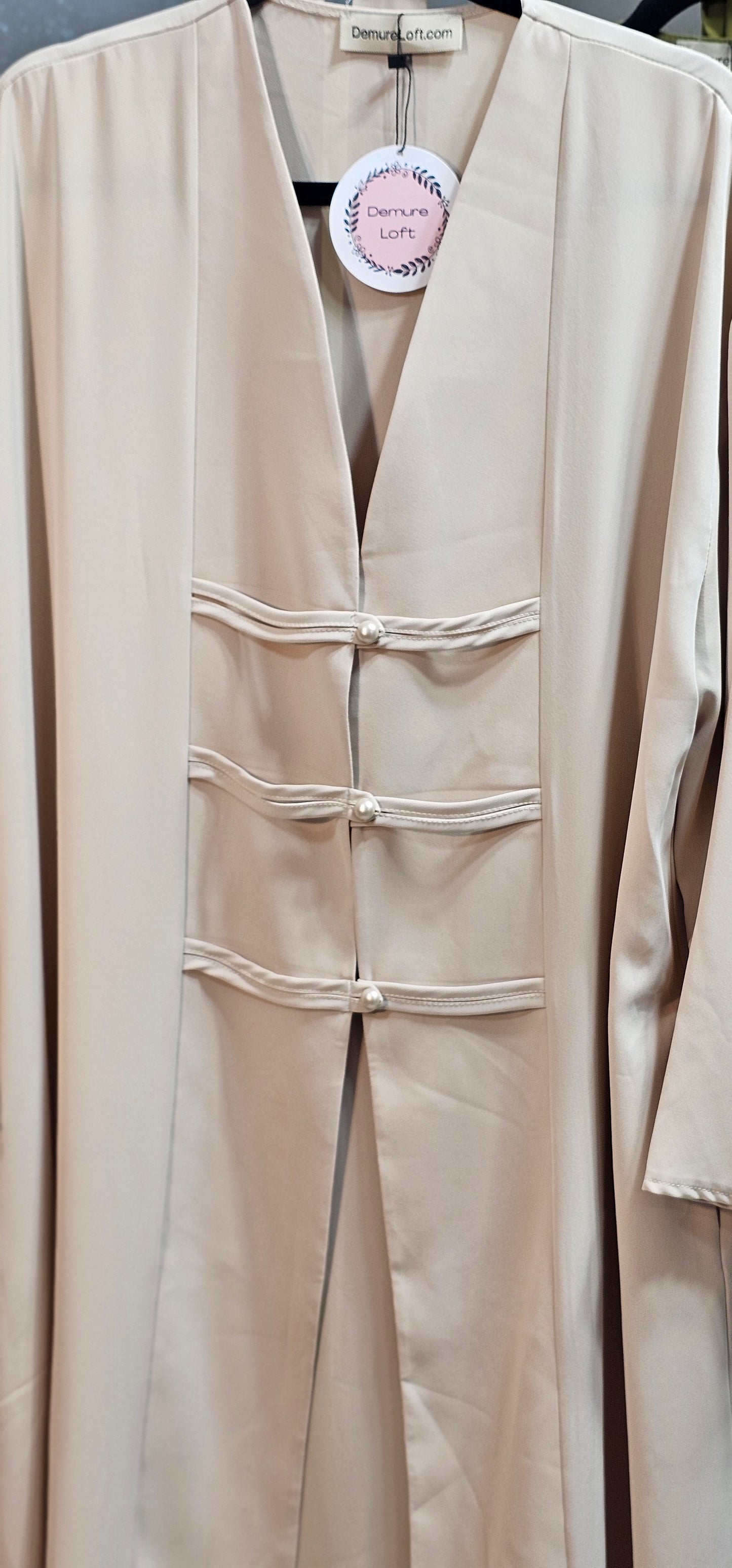 Fancy Elegant Open Abaya - Cream