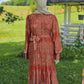 Pleated Satin Maxi Dress - Orange