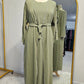 Crinkle Stitched 3 PC Abaya - Green