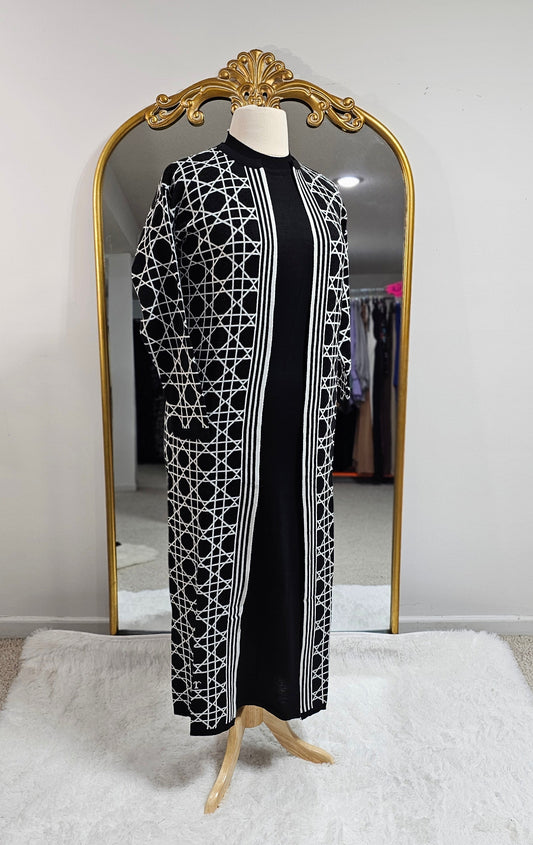 Maxi Knit Dress and Cardigan 2 pc Set - Pattern 2