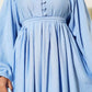 Gathered Lantern Sleeve Dress - Sky Blue