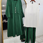 Gold Button Long 3 Pc Set - Green