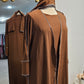 Crinkle Stitched 3 PC Abaya - Warm Brown