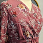 Tiered Floral Faux Wrap Dress - Rose