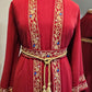 Embroidered calligraphy 3 PC kaftan Dress - Red