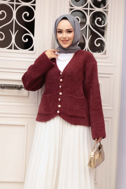 Soft and Fuzzy Cardigan - Deep Red