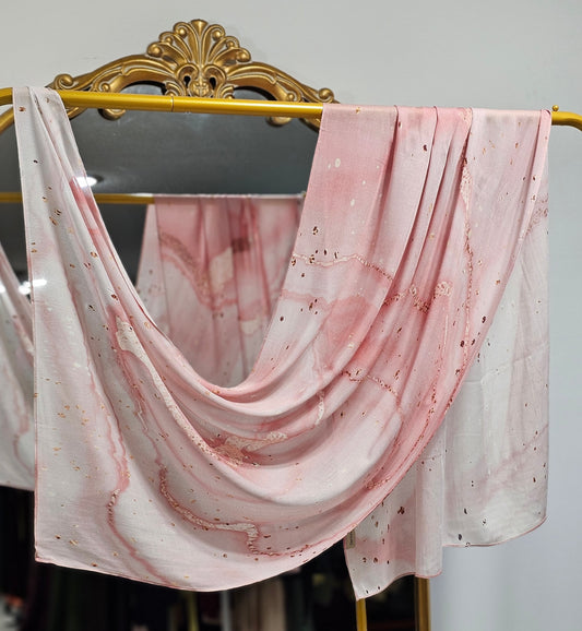 Premium Printed Bamboo Modal Hijab - Pink Quartz