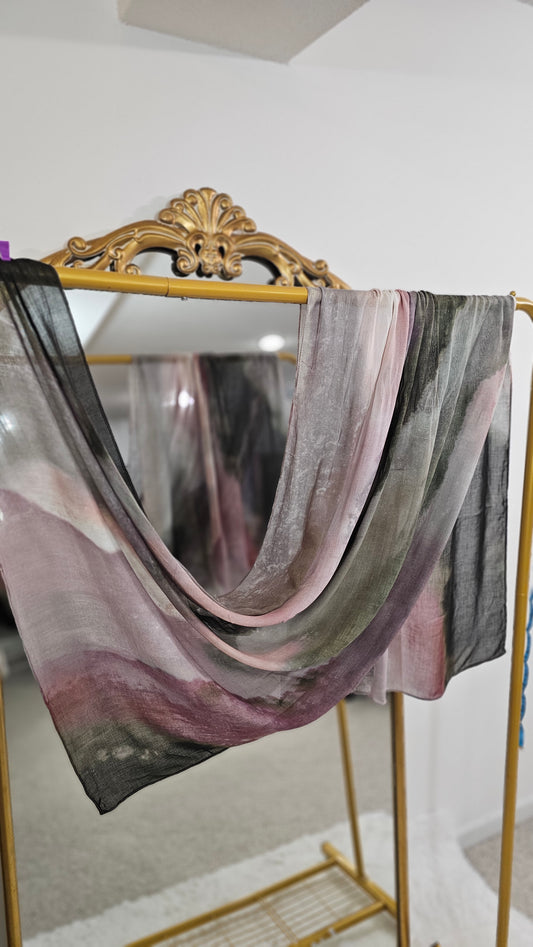 Premium Bamboo Modal Hijab -Dusty Mauve Abstract