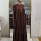 Delicate Floral Embroidered 2 PC Abaya - Rich Brown