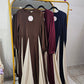 Coloblock Flowy Umbrella Abaya - Rich Brown