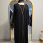 Crinkle Stitched 3 PC Abaya - Black