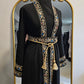 Embroidered calligraphy 3 PC kaftan Dress - Black