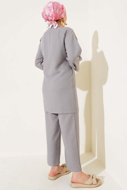 Wrap Side Tie 2pc Set - Gray