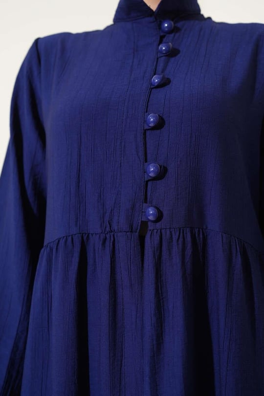 Maxi Half-Buttoned 2pc Set - Navy Blue
