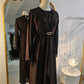 Faux Wrap Gold Brooch Maxi Dress - Brown
