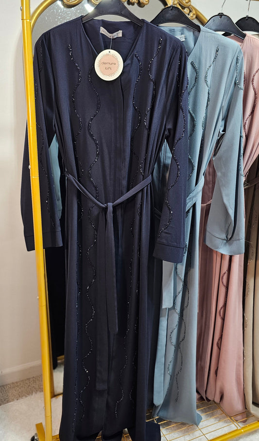 Wavy Crystal Abaya - Wavy Navy