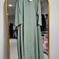 Snap Button Open Abaya With Matching Hijab - Mint