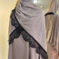 Peekaboo Lace Abaya with Matching Hijab - Taupe Gray