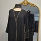Crinkle Stitched 3 PC Abaya - Black