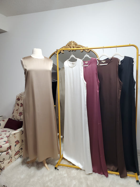Premium Satin Under Abaya Slip Dress - Burgundy