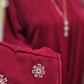 Delicate Floral Embroidered 2 PC Abaya - Rich Red