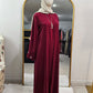 Delicate Floral Embroidered 2 PC Abaya - Rich Red